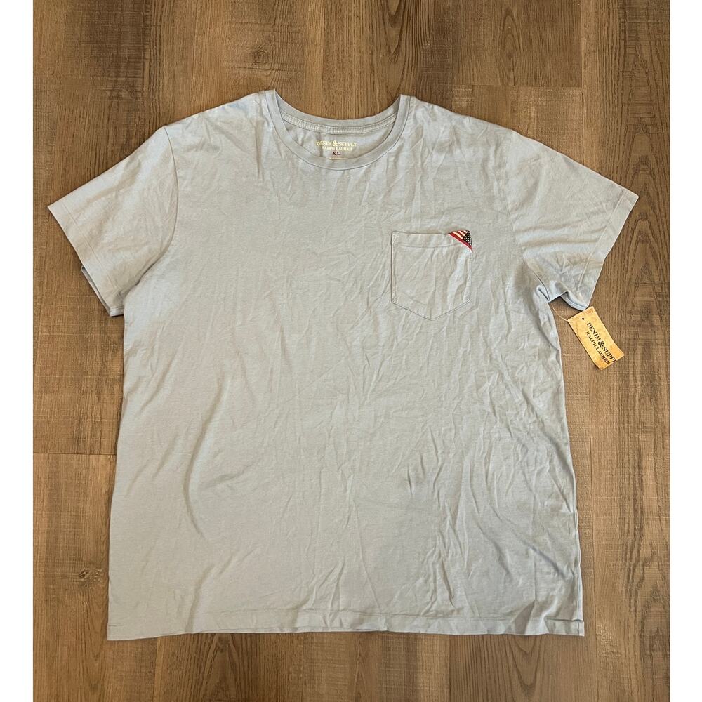 NWT Ralph Lauren Denim & Supply Steel Blue Pocket Flag Tee Shirt